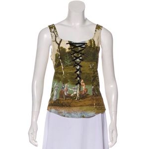 Moschino pastoral print sleeveless corset top M 8